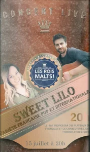 affiche pour le concert de sweet lilo au restaurant les rois malts